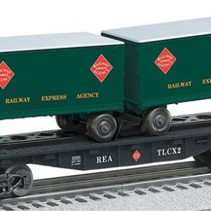 LIONEL 26065 RAILWAY EXPRESS AGENCY FLATCAR WITH PIGGYBACK TRAILERS