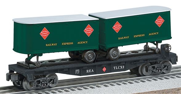 LIONEL 26065 RAILWAY EXPRESS AGENCY FLATCAR WITH PIGGYBACK TRAILERS