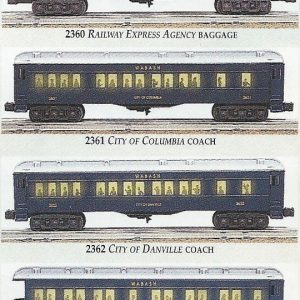 LIONEL 19061 WABASH RAILWAY PASSENGER CARS 4 PACK