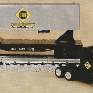 K-LINE K-6669TT ERIE HEAVY HAULER FLAT CAR WITH TRACTOR TRAILER