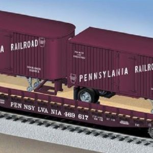 LIONEL 17582 PENNSYLVANIA RAILROAD PS-4 FLATCAR WITH TRAILERS STANDARD O