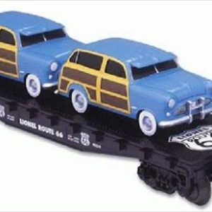 LIONEL 17559 ROUTE 66 FLATCAR WITH 2 WAGONS STANDARD O