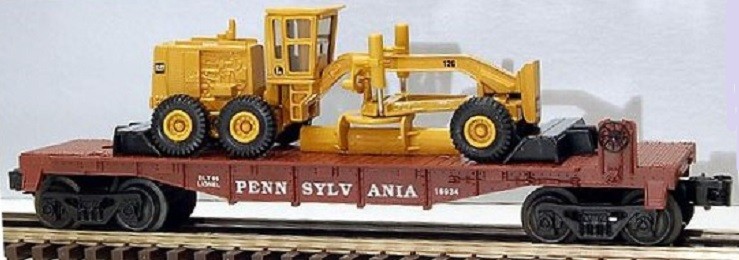 LIONEL 16934 PENNSYLVANIA RAILROAD FLATCAR WITH ERTL ROAD GRADER