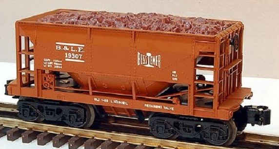 LIONEL 19307 BESSEMER AND LAKE ERIE ORE CAR WITH LOAD