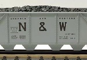 LIONEL 19329 NORFOLK AND WESTERN 4 BAY HOPPER WITH COAL