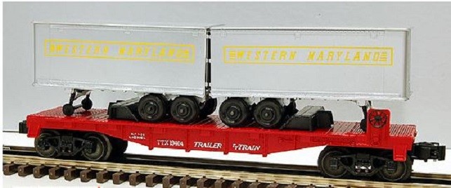LIONEL 19404 TRAILER TRAIN FLATCAR WITH TRAILERS