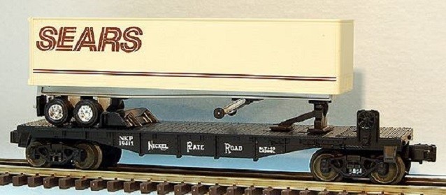 LIONEL 19411 NICKEL PLATE ROAD FLATCAR WITH SEARS TRAILER