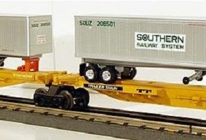 LIONEL 16363 SOUTHERN TTUX FLATCAR SET WITH TRAILER