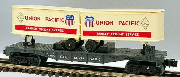 LIONEL 6-9383 UNION PACIFIC FLATCAR WITH TRAILERS