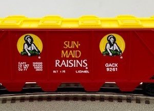 LIONEL 6-9261 SUN MAID RAISINS COVERED QUAD HOPPER