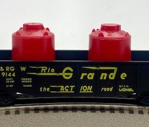 LIONEL 6-9144 DENVER AND RIO GRANDE WESTERN GONDOLA WITH CANISTERS