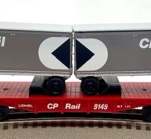 LIONEL 6-9149 CANADIAN PACIFIC RAIL FLATCAR WITH TRAILERS
