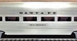 LIONEL 19180 ATCHISON, TOPEKA AND SANTA FE RAILWAY SURFLINER PASSENGER SET - 4 PACK