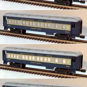 LIONEL 6-9523, 6-9524, 6-9525 AND 6-9529 BALTIMORE AND OHIO 4 CAR PASSENGER CARS SET