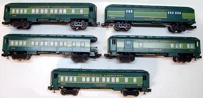 LIONEL 9530, 9531, 9532, 9533, 9534 SOUTHERN CRESCENT LIMITED PASSENGER CAR SET