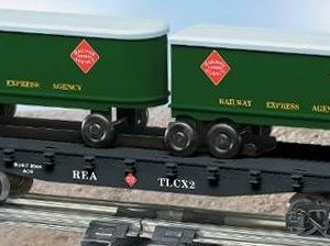 AMERICAN FLYER 48539 REA FLATCAR WITH PIGGYBACK TRAILERS